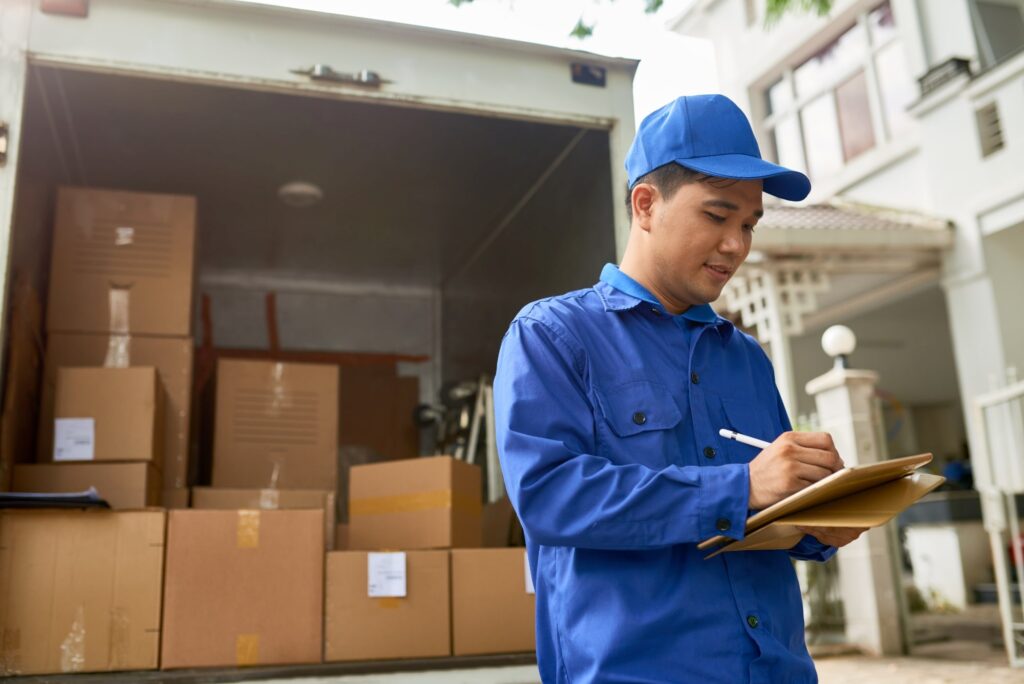 An Executive of Mehar Packers and Movers in Patna crosschecking Customer Goods on his Digital Tablet